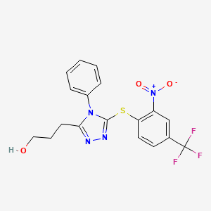 molecular formula C18H15F3N4O3S B4693340 3-(5-{[2-nitro-4-(trifluoromethyl)phenyl]thio}-4-phenyl-4H-1,2,4-triazol-3-yl)-1-propanol 