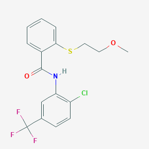 molecular formula C17H15ClF3NO2S B4693342 N-[2-chloro-5-(trifluoromethyl)phenyl]-2-[(2-methoxyethyl)thio]benzamide 