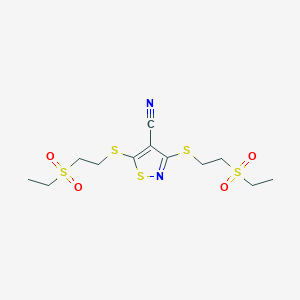 molecular formula C12H18N2O4S5 B4693391 3,5-bis{[2-(ethylsulfonyl)ethyl]thio}-4-isothiazolecarbonitrile 