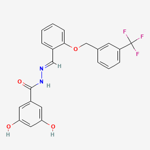 molecular formula C22H17F3N2O4 B4693526 3,5-dihydroxy-N'-(2-{[3-(trifluoromethyl)benzyl]oxy}benzylidene)benzohydrazide 