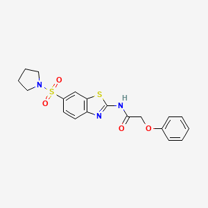 molecular formula C19H19N3O4S2 B4693536 2-phenoxy-N-[6-(1-pyrrolidinylsulfonyl)-1,3-benzothiazol-2-yl]acetamide 