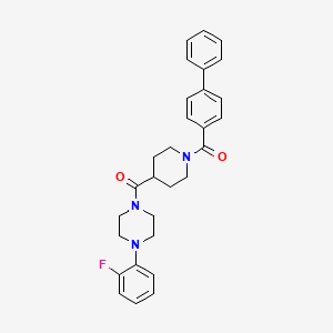 molecular formula C29H30FN3O2 B4693542 1-{[1-(4-biphenylylcarbonyl)-4-piperidinyl]carbonyl}-4-(2-fluorophenyl)piperazine 