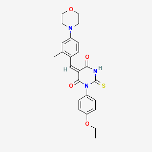 molecular formula C24H25N3O4S B4693573 1-(4-ethoxyphenyl)-5-[2-methyl-4-(4-morpholinyl)benzylidene]-2-thioxodihydro-4,6(1H,5H)-pyrimidinedione 