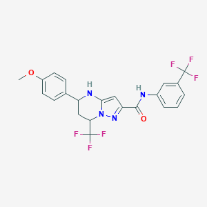 molecular formula C22H18F6N4O2 B469358 5-(4-methoxyphenyl)-7-(trifluoromethyl)-N-[3-(trifluoromethyl)phenyl]-4,5,6,7-tetrahydropyrazolo[1,5-a]pyrimidine-2-carboxamide 