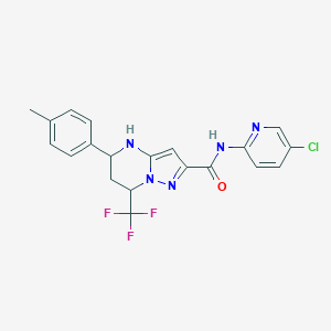 molecular formula C20H17ClF3N5O B469359 N-(5-chloro-2-pyridinyl)-5-(4-methylphenyl)-7-(trifluoromethyl)-4,5,6,7-tetrahydropyrazolo[1,5-a]pyrimidine-2-carboxamide 
