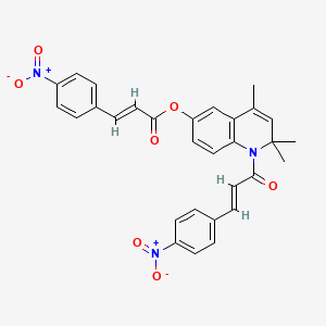 molecular formula C30H25N3O7 B4693612 2,2,4-trimethyl-1-[3-(4-nitrophenyl)acryloyl]-1,2-dihydro-6-quinolinyl 3-(4-nitrophenyl)acrylate 