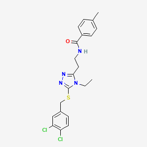 molecular formula C21H22Cl2N4OS B4693613 N-(2-{5-[(3,4-dichlorobenzyl)thio]-4-ethyl-4H-1,2,4-triazol-3-yl}ethyl)-4-methylbenzamide 