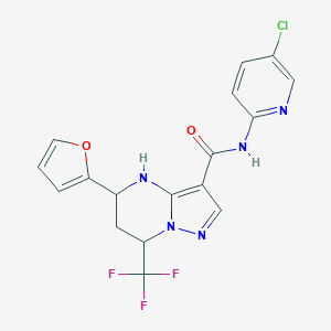 molecular formula C17H13ClF3N5O2 B469362 N-(5-chloro-2-pyridinyl)-5-(2-furyl)-7-(trifluoromethyl)-4,5,6,7-tetrahydropyrazolo[1,5-a]pyrimidine-3-carboxamide 
