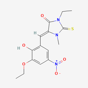 5-(3-ethoxy-2-hydroxy-5-nitrobenzylidene)-3-ethyl-1-methyl-2-thioxo-4-imidazolidinone