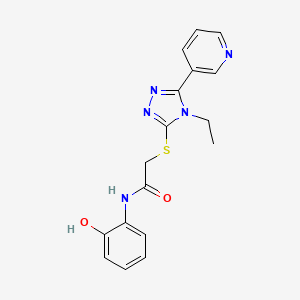 molecular formula C17H17N5O2S B4693628 2-{[4-ethyl-5-(3-pyridinyl)-4H-1,2,4-triazol-3-yl]thio}-N-(2-hydroxyphenyl)acetamide 