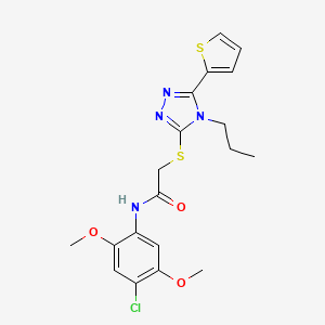 molecular formula C19H21ClN4O3S2 B4693641 N-(4-chloro-2,5-dimethoxyphenyl)-2-{[4-propyl-5-(2-thienyl)-4H-1,2,4-triazol-3-yl]thio}acetamide 