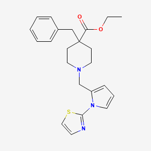 molecular formula C23H27N3O2S B4693659 ethyl 4-benzyl-1-{[1-(1,3-thiazol-2-yl)-1H-pyrrol-2-yl]methyl}-4-piperidinecarboxylate 
