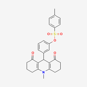 molecular formula C27H27NO5S B4693703 3-(10-methyl-1,8-dioxo-1,2,3,4,5,6,7,8,9,10-decahydro-9-acridinyl)phenyl 4-methylbenzenesulfonate 