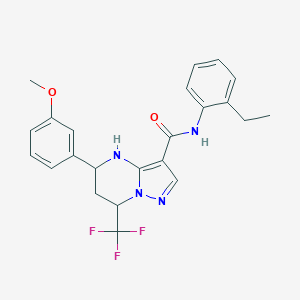 molecular formula C23H23F3N4O2 B469371 N-(2-ethylphenyl)-5-(3-methoxyphenyl)-7-(trifluoromethyl)-4,5,6,7-tetrahydropyrazolo[1,5-a]pyrimidine-3-carboxamide 