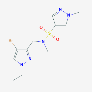 molecular formula C11H16BrN5O2S B4693711 N-[(4-bromo-1-ethyl-1H-pyrazol-3-yl)methyl]-N,1-dimethyl-1H-pyrazole-4-sulfonamide 