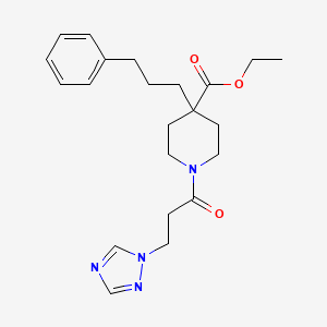 molecular formula C22H30N4O3 B4693741 ethyl 4-(3-phenylpropyl)-1-[3-(1H-1,2,4-triazol-1-yl)propanoyl]-4-piperidinecarboxylate 