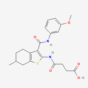 molecular formula C21H24N2O5S B4693750 4-[(3-{[(3-methoxyphenyl)amino]carbonyl}-6-methyl-4,5,6,7-tetrahydro-1-benzothien-2-yl)amino]-4-oxobutanoic acid 