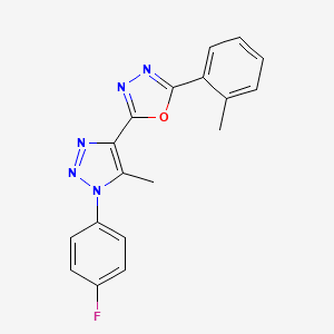 molecular formula C18H14FN5O B4693790 2-[1-(4-fluorophenyl)-5-methyl-1H-1,2,3-triazol-4-yl]-5-(2-methylphenyl)-1,3,4-oxadiazole 