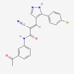 molecular formula C21H15BrN4O2 B4693824 N-(3-acetylphenyl)-3-[3-(4-bromophenyl)-1H-pyrazol-4-yl]-2-cyanoacrylamide 