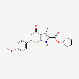 molecular formula C22H25NO4 B4693872 cyclopentyl 6-(4-methoxyphenyl)-3-methyl-4-oxo-4,5,6,7-tetrahydro-1H-indole-2-carboxylate 