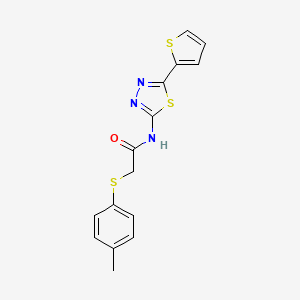 molecular formula C15H13N3OS3 B4693938 2-[(4-methylphenyl)thio]-N-[5-(2-thienyl)-1,3,4-thiadiazol-2-yl]acetamide 