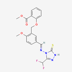 molecular formula C20H18F2N4O4S B4693953 methyl 2-{[5-({[3-(difluoromethyl)-5-mercapto-4H-1,2,4-triazol-4-yl]imino}methyl)-2-methoxybenzyl]oxy}benzoate 