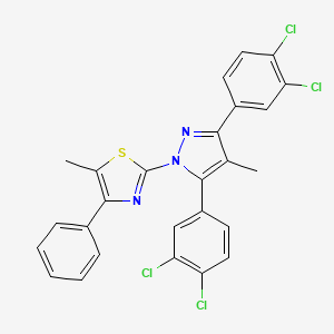 molecular formula C26H17Cl4N3S B4693966 2-[3,5-bis(3,4-dichlorophenyl)-4-methyl-1H-pyrazol-1-yl]-5-methyl-4-phenyl-1,3-thiazole 