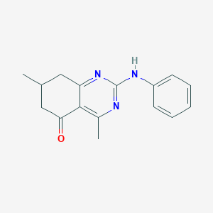 molecular formula C16H17N3O B4694000 2-anilino-4,7-dimethyl-7,8-dihydro-5(6H)-quinazolinone 