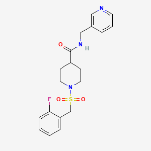 molecular formula C19H22FN3O3S B4694032 1-[(2-fluorobenzyl)sulfonyl]-N-(3-pyridinylmethyl)-4-piperidinecarboxamide 