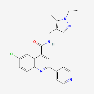 molecular formula C22H20ClN5O B4694046 6-chloro-N-[(1-ethyl-5-methyl-1H-pyrazol-4-yl)methyl]-2-(4-pyridinyl)-4-quinolinecarboxamide 