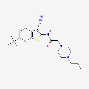 molecular formula C22H34N4OS B4694051 N-(6-tert-butyl-3-cyano-4,5,6,7-tetrahydro-1-benzothien-2-yl)-2-(4-propyl-1-piperazinyl)acetamide 