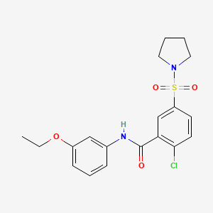 molecular formula C19H21ClN2O4S B4694068 2-chloro-N-(3-ethoxyphenyl)-5-(1-pyrrolidinylsulfonyl)benzamide 
