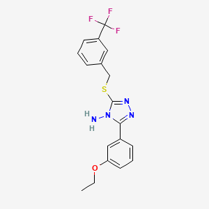 molecular formula C18H17F3N4OS B4694082 3-(3-ethoxyphenyl)-5-{[3-(trifluoromethyl)benzyl]thio}-4H-1,2,4-triazol-4-amine 