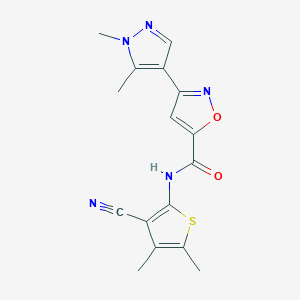 molecular formula C16H15N5O2S B4694099 N-(3-cyano-4,5-dimethyl-2-thienyl)-3-(1,5-dimethyl-1H-pyrazol-4-yl)-5-isoxazolecarboxamide 
