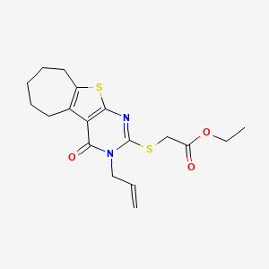 molecular formula C18H22N2O3S2 B4694159 ethyl [(3-allyl-4-oxo-3,5,6,7,8,9-hexahydro-4H-cyclohepta[4,5]thieno[2,3-d]pyrimidin-2-yl)thio]acetate 