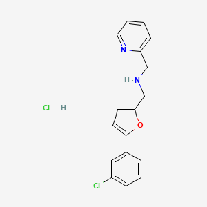 molecular formula C17H16Cl2N2O B4694176 {[5-(3-chlorophenyl)-2-furyl]methyl}(2-pyridinylmethyl)amine hydrochloride 