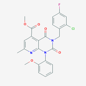 molecular formula C24H19ClFN3O5 B4694198 methyl 3-(2-chloro-4-fluorobenzyl)-1-(2-methoxyphenyl)-7-methyl-2,4-dioxo-1,2,3,4-tetrahydropyrido[2,3-d]pyrimidine-5-carboxylate 