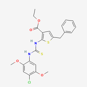 molecular formula C23H23ClN2O4S2 B4694272 ethyl 5-benzyl-2-({[(4-chloro-2,5-dimethoxyphenyl)amino]carbonothioyl}amino)-3-thiophenecarboxylate 