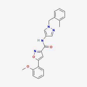 molecular formula C22H20N4O3 B4694283 5-(2-methoxyphenyl)-N-[1-(2-methylbenzyl)-1H-pyrazol-4-yl]-3-isoxazolecarboxamide 