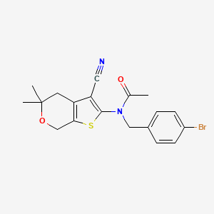 molecular formula C19H19BrN2O2S B4694292 N-(4-bromobenzyl)-N-(3-cyano-5,5-dimethyl-4,7-dihydro-5H-thieno[2,3-c]pyran-2-yl)acetamide 