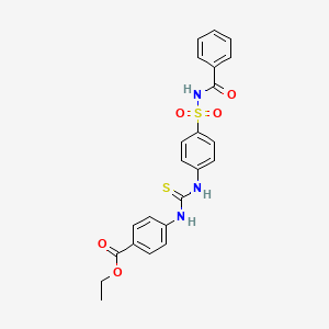 molecular formula C23H21N3O5S2 B4694306 ethyl 4-{[({4-[(benzoylamino)sulfonyl]phenyl}amino)carbonothioyl]amino}benzoate 