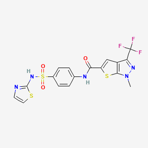 molecular formula C17H12F3N5O3S3 B4694318 1-methyl-N-{4-[(1,3-thiazol-2-ylamino)sulfonyl]phenyl}-3-(trifluoromethyl)-1H-thieno[2,3-c]pyrazole-5-carboxamide 