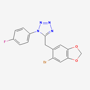 molecular formula C15H10BrFN4O2 B4694358 5-[(6-bromo-1,3-benzodioxol-5-yl)methyl]-1-(4-fluorophenyl)-1H-tetrazole 