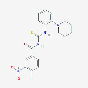 molecular formula C20H22N4O3S B4694366 4-methyl-3-nitro-N-({[2-(1-piperidinyl)phenyl]amino}carbonothioyl)benzamide 