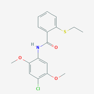 molecular formula C17H18ClNO3S B4694372 N-(4-chloro-2,5-dimethoxyphenyl)-2-(ethylthio)benzamide 