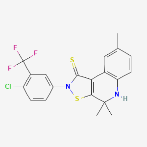 molecular formula C20H16ClF3N2S2 B4694412 2-[4-chloro-3-(trifluoromethyl)phenyl]-4,4,8-trimethyl-4,5-dihydroisothiazolo[5,4-c]quinoline-1(2H)-thione 