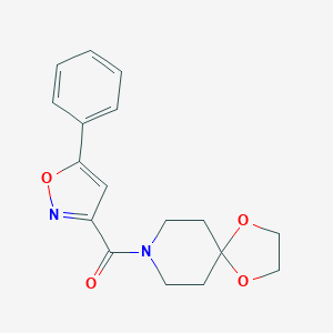 molecular formula C17H18N2O4 B469444 8-[(5-Phenyl-3-isoxazolyl)carbonyl]-1,4-dioxa-8-azaspiro[4.5]decane CAS No. 712348-17-9