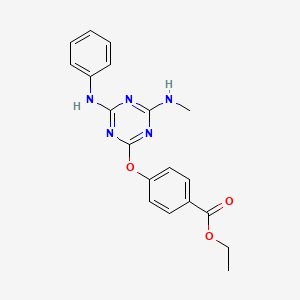 molecular formula C19H19N5O3 B4694457 ethyl 4-{[4-anilino-6-(methylamino)-1,3,5-triazin-2-yl]oxy}benzoate 