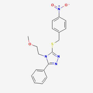 molecular formula C18H18N4O3S B4694506 4-(2-methoxyethyl)-3-[(4-nitrobenzyl)thio]-5-phenyl-4H-1,2,4-triazole 