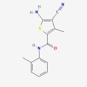 molecular formula C14H13N3OS B4694523 5-amino-4-cyano-3-methyl-N-(2-methylphenyl)-2-thiophenecarboxamide 